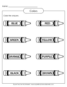 Coloring Crayons Free Colors Worksheet