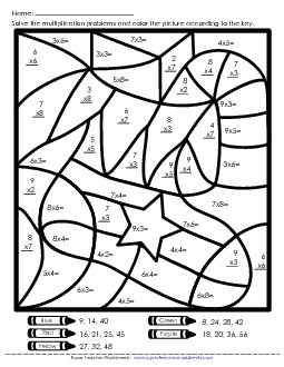 Basic Multiplication Mystery Picture (Stocking) Christmas Worksheet