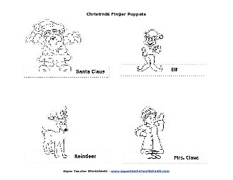 Christmas Finger Puppets Worksheet