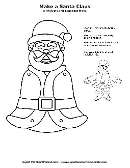 Santa Claus Cut-Out Free Christmas Worksheet