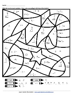 Basic Addition Mystery Picture (Stocking) Christmas Worksheet