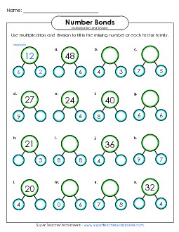 Fact Family Circles (0-9s) Number Families Worksheet