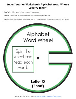 Short O -  Word Wheel Word Wheels Worksheet