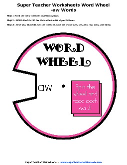 Word Wheel (-aw Words) Phonics Worksheet