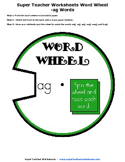 -ag Word Wheel Free Phonics Worksheet