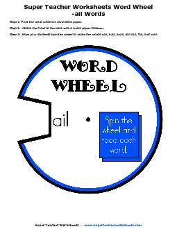 -ail Word Wheel Phonics Worksheet