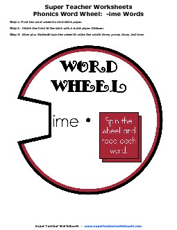 -ime Word Wheel Phonics Worksheet