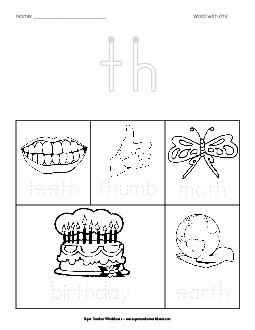 Trace and Say - Th Free Phonics Words With Worksheet