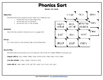 ST Sorting Cards Phonics Words With Worksheet