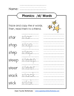 ST Say, Trace and Write Phonics Beginningsounds Worksheet