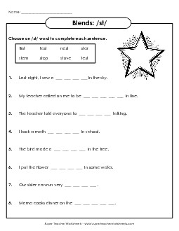 ST Sentences Free Phonics Words With Worksheet