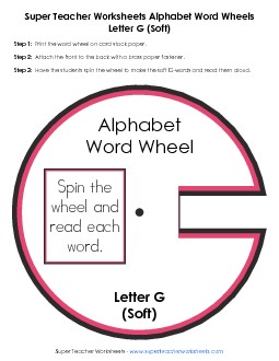 G -  Word Wheel (Soft G) Word Wheels Worksheet