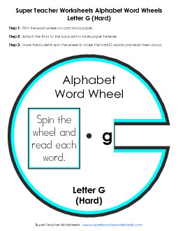 G -  Word Wheel (Hard G) Word Wheels Worksheet