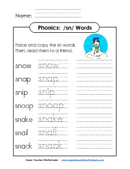 SN Say, Trace and Write Phonics Beginningsounds Worksheet