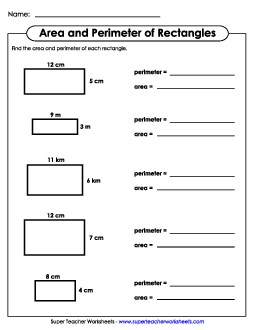 Area & Perimeter of a Rectangle Geometry Worksheet