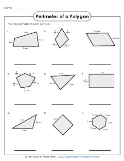 Perimeter of Polygons (Advanced) Geometry Worksheet