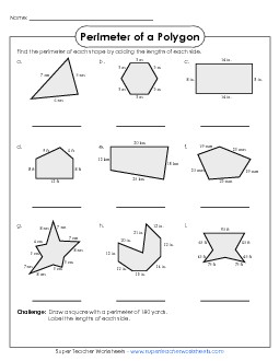 Perimeter Polygons (Intermediate) Geometry Worksheet