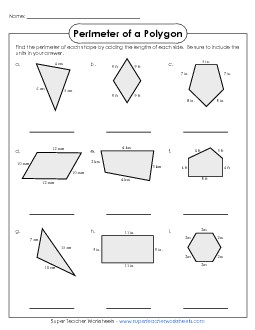 Perimeter Polygons (Basic) Free Geometry Worksheet