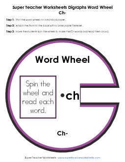 Word Wheel: Words Starting with CH Phonics Digraphs Worksheet