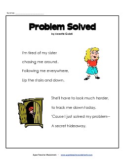 Problem Solved 2nd Grade Reading Comprehension Worksheet