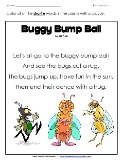 Phonics Poem: Buggy Bump Ball Worksheet