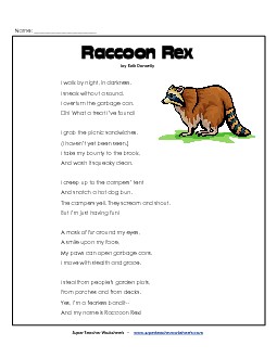 Raccoon Rex 3rd Grade Reading Comprehension Worksheet