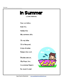 In Summer 2nd Grade Reading Comprehension Worksheet