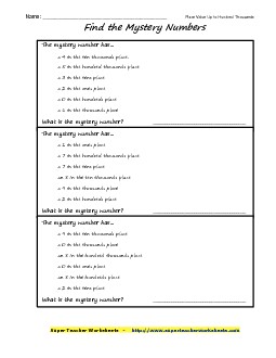 Mystery Numbers Place Value Worksheet