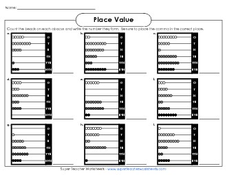 Abacus Place Value (6-Digit) Worksheet