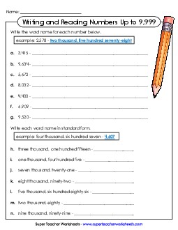 Word Name (Thousands) Place Value Worksheet