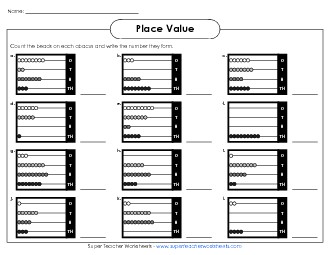 Abacus Place Value (4-Digit) Worksheet