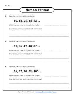 Number Patterns 1 Free Worksheet