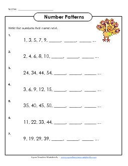 Number Patterns Free Worksheet