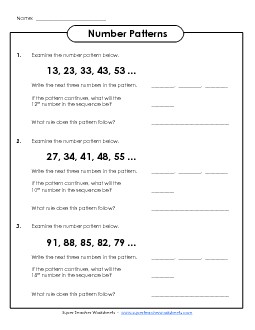 Number Patterns 3 Worksheet