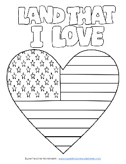 I Love America! Coloring Pages Worksheet