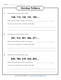 Number Patterns 2 Worksheet