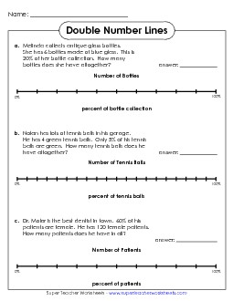 Double Number Lines Percents Worksheet