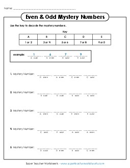 Mystery Odd-Even Number Puzzle Even Odd Worksheet