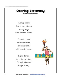 Opening Ceremony (Poem) Free Poems Worksheet