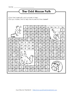 Mouse Path Even Odd Worksheet