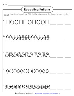 Picture Patterns (Intermediate) Worksheet