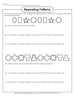 Picture Patterns with Questions Worksheet