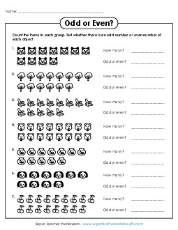 Even or Odd Pictures (Easy) Even Odd Worksheet