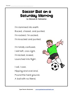 Soccer Ball (Poem) Poems Worksheet