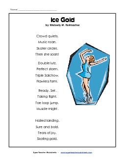 Ice Gold (Poem) Poems Worksheet