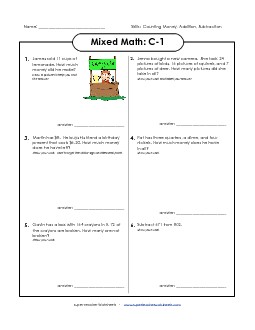 Mixed Math: C1 Free Word Problems Worksheet