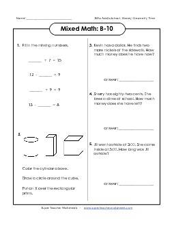 Mixed Math: B10 Word Problems Worksheet