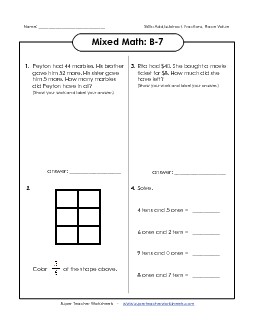 Mixed Math: B7 Word Problems Worksheet