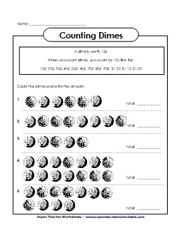 Counting Dimes 2 Counting Money Worksheet