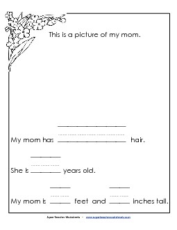 About Mom (Primary) Mothers Day Worksheet